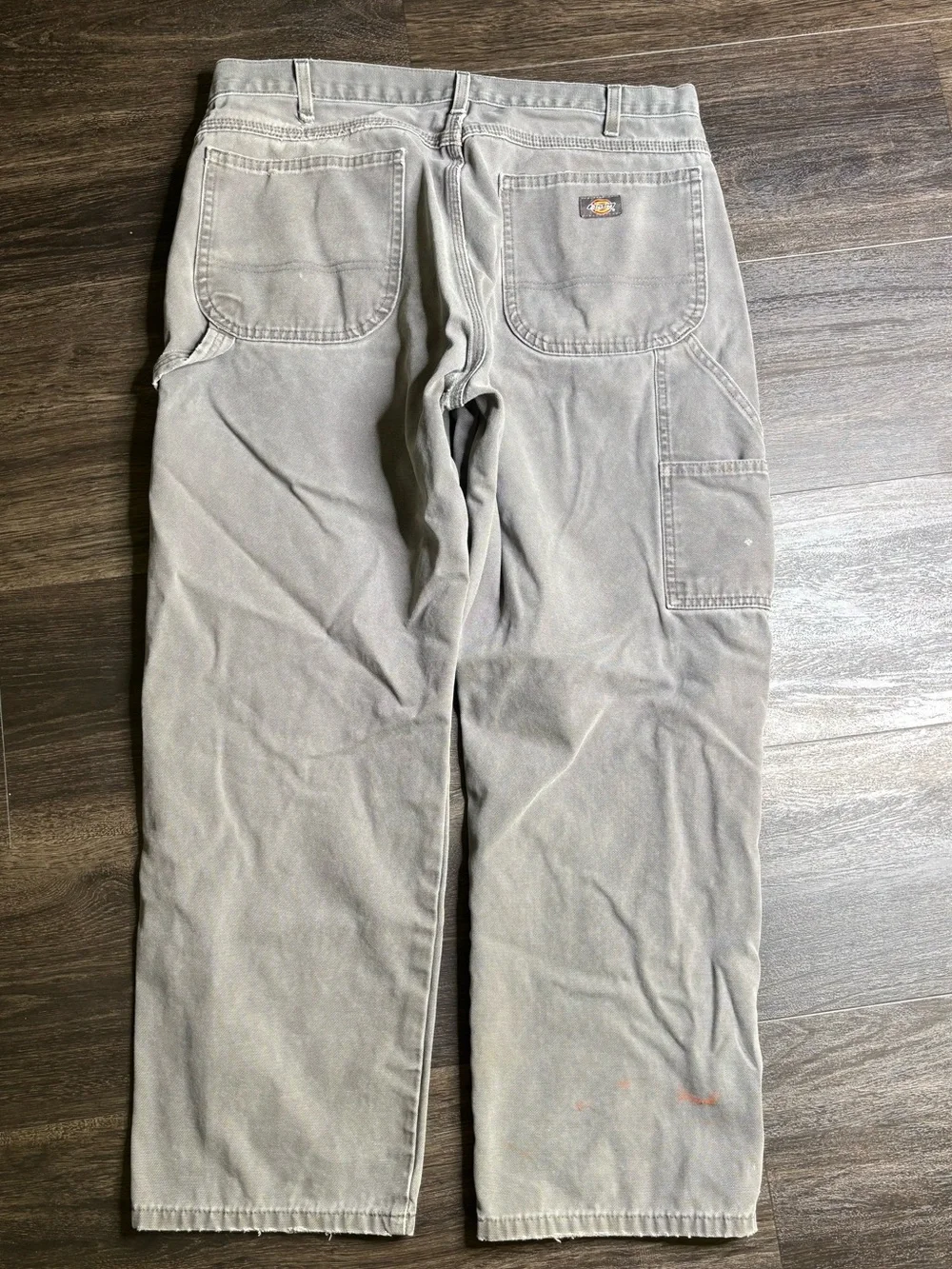 Vintage Dickies Carpenter Pants Mens 36x30 Gray Faded Distressed Heavy Canvas